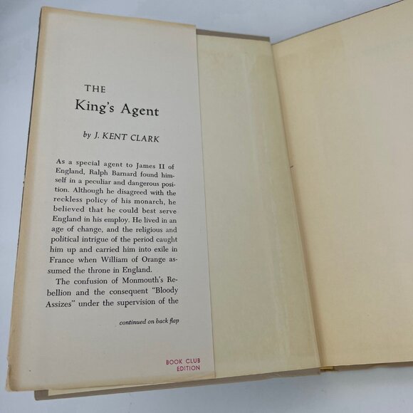 The King's Agent J. Kent Clark Dust Jacket 1958 Book Club Edition Hardcover - Picture 3 of 6